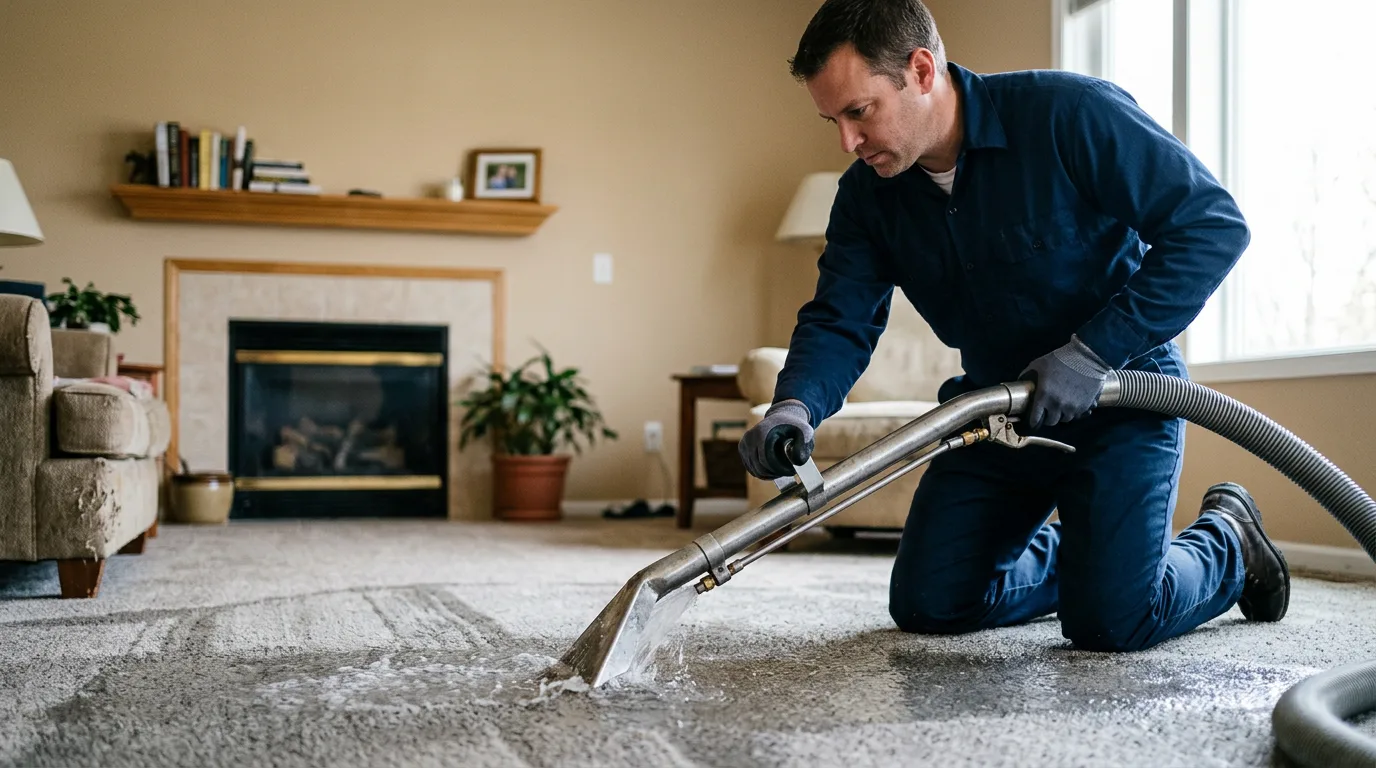 Water damage restoration technician working near Glasford, IL
